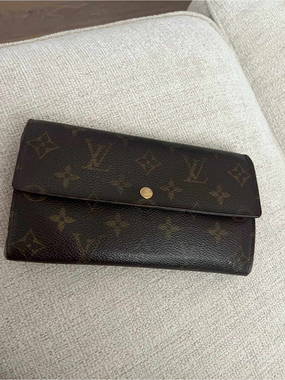 Louis Vuitton Monogram Fold-Over Continental Wallet in Dark Brown